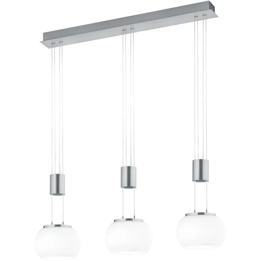 Pendellampe Magruela Grau Aluminium 82 cm 150 cm - Farbe: Nickel matt - LED - Lichtfarbe: Warmweiss - Pendellampe- LED Energiesparlampe