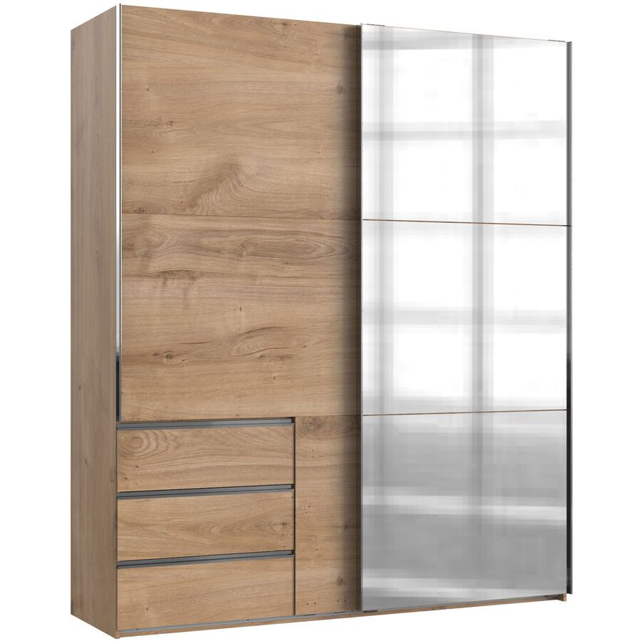 Kleiderschrank Sanko Braun Holz 200 cm 65 cm 236 cm - Farbe: Plankeneiche - Material: Holzwerkstoff - Kleiderschrank