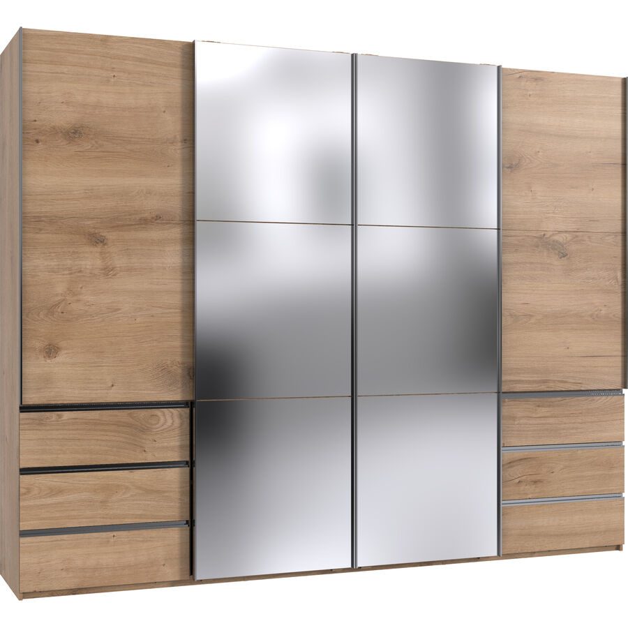 Kleiderschrank Sanko Braun Holz 300 cm 65 cm 236 cm - Farbe: Plankeneiche - Material: Holzwerkstoff - Kleiderschrank
