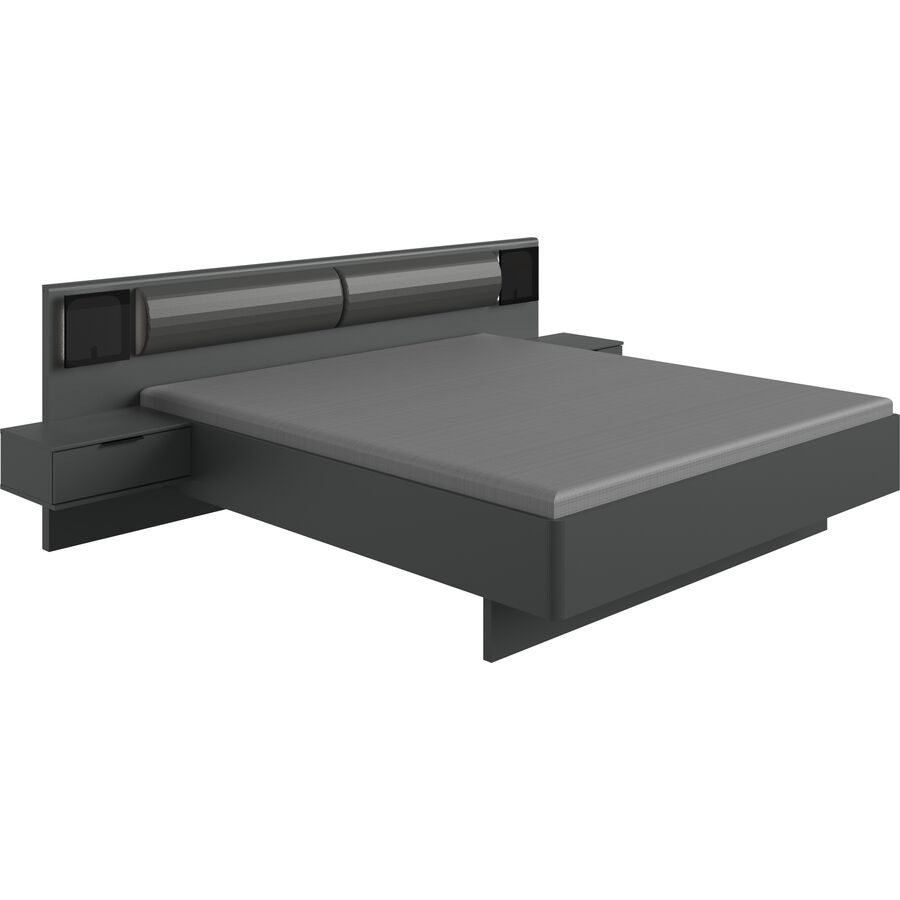 Bett Visca Grau Holzwerkstoff 180 x 200 cm - Farbe: graphit - Bett