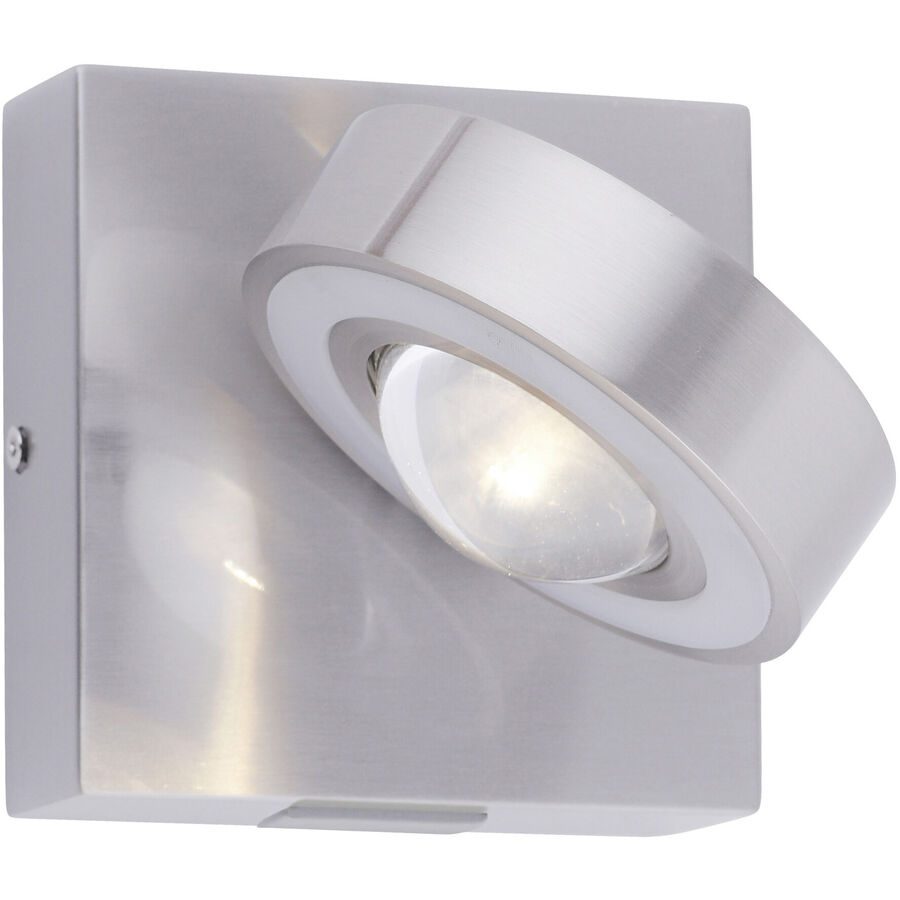 Wandlampe Q-Mia Grau Aluminium 12.5 cm 12.5 cm - Farbe: stahl - LED - Lichtfarbe: Extra warmweiss - Tageslichtweiss - Wandlampe- LED Energiesparlampe