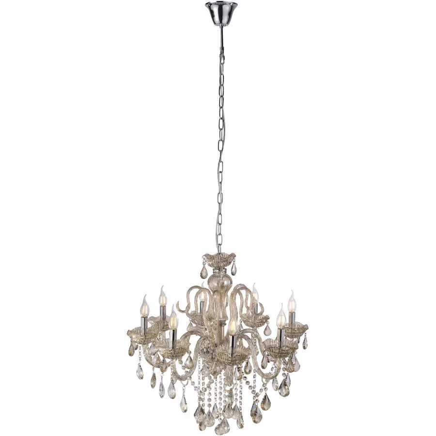 Pendellampe Gracia Beige Glas/Kristall B 71 H 69 cm - Farbe: silber - Lichtfarbe: Extra warmweiss - Tageslichtweiss - Material: Kristallglas