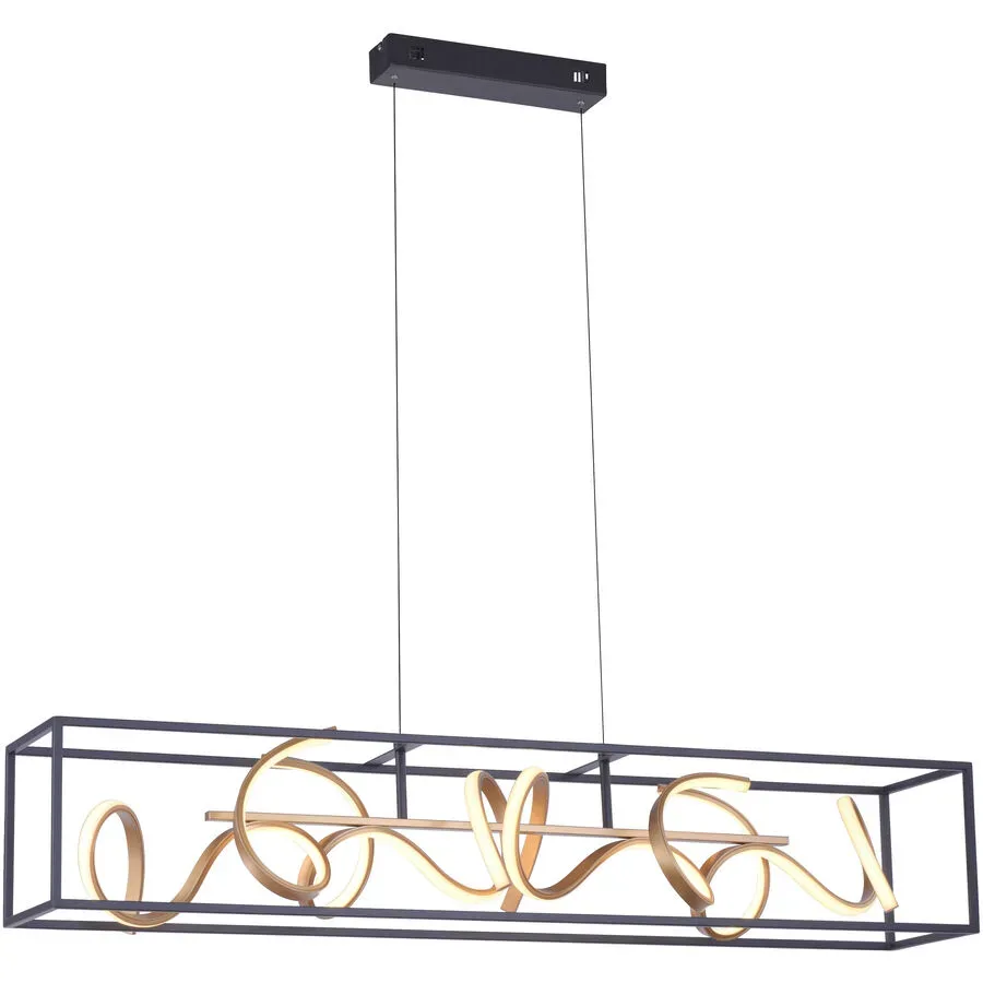 Pendellampe Q-Vito Bronze Eisen 59 cm 120 cm - Farbe: messing matt - LED - Lichtfarbe: Warmweiss - Pendellampe- LED Energiesparlampe