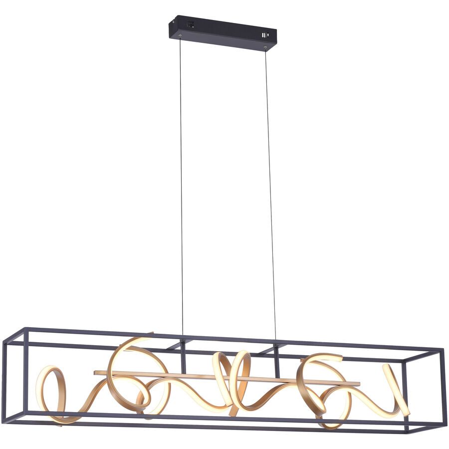 Pendellampe Q-Vito Bronze Eisen 59 cm 120 cm - Farbe: messing matt - LED - Lichtfarbe: Warmweiss - Pendellampe- LED Energiesparlampe