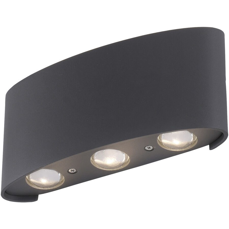 Wandlampe Carlo Grau Aluminium 4 cm 8 cm - Farbe: anthrazit - LED - Lichtfarbe: Warmweiss - Wandlampe- LED Energiesparlampe
