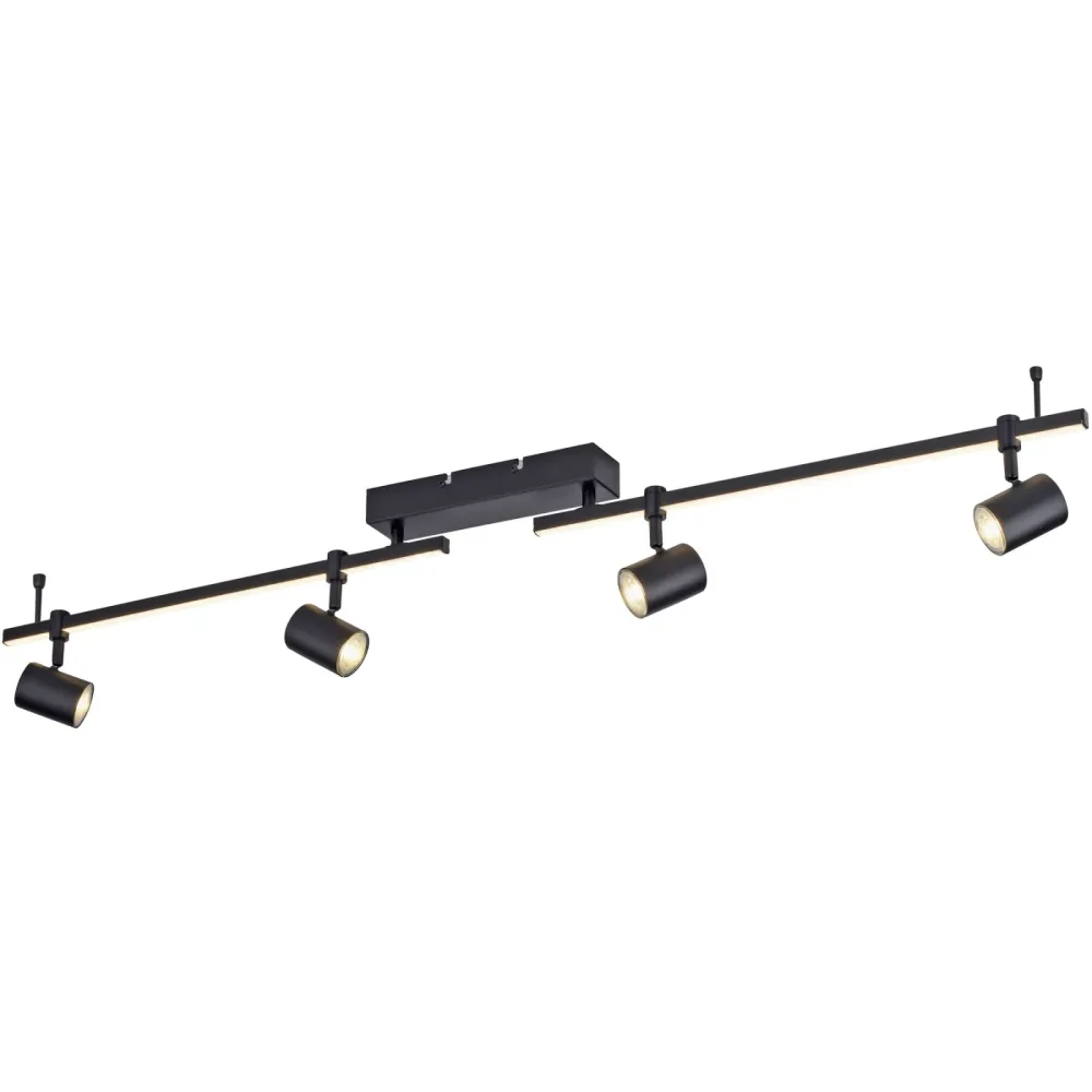 Deckenlampe Barik Schwarz Aluminium B 6 H 17 cm - LED - Lichtfarbe: Warmweiss - Deckenlampe- LED Energiesparlampe