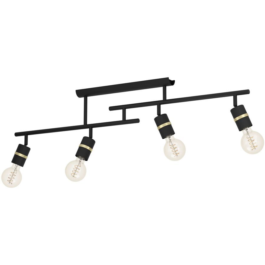 Eglo Deckenlampe Lurone Schwarz Stahl 5 cm 27 cm - Farbe: Schwarz/Messing - Deckenlampe