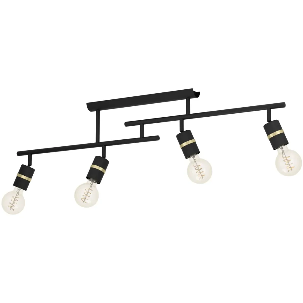 Eglo Deckenlampe Lurone Schwarz Stahl 5 cm 27 cm - Farbe: Schwarz/Messing - Deckenlampe
