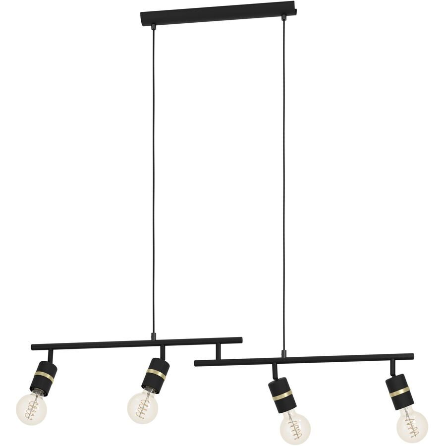 Eglo Pendellampe Lurone Schwarz Stahl 5 cm 110 cm - Farbe: Schwarz/Messing - Pendellampe