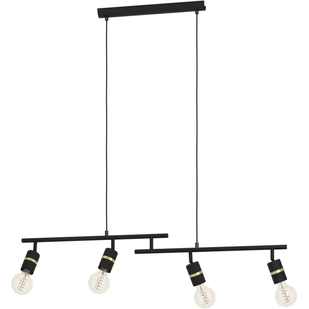 Eglo Pendellampe Lurone Schwarz Stahl 5 cm 110 cm - Farbe: Schwarz/Messing - Pendellampe