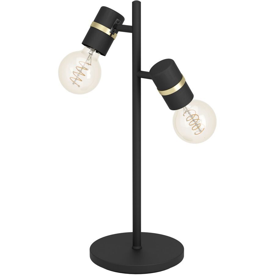 Eglo Tischlampe Lurone Schwarz Stahl 5 cm 50 cm - Farbe: Schwarz/Messing - Tischlampe