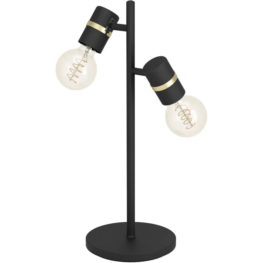 Eglo Tischlampe Lurone Schwarz Stahl 5 cm 50 cm - Farbe: Schwarz/Messing - Tischlampe