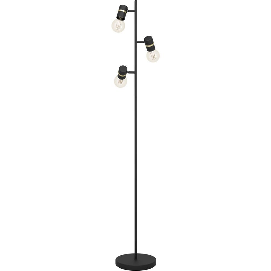 Eglo Stehlampe Lurone Schwarz Stahl 5 cm 160 cm - Farbe: Schwarz/Messing - Stehlampe