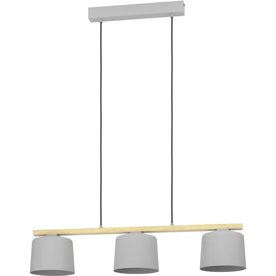 Eglo Pendellampe Mariel Grau Stahl/Holz 19 cm 110 cm - Farbe: hellgrau - Material: Holz/Stahl - Pendellampe