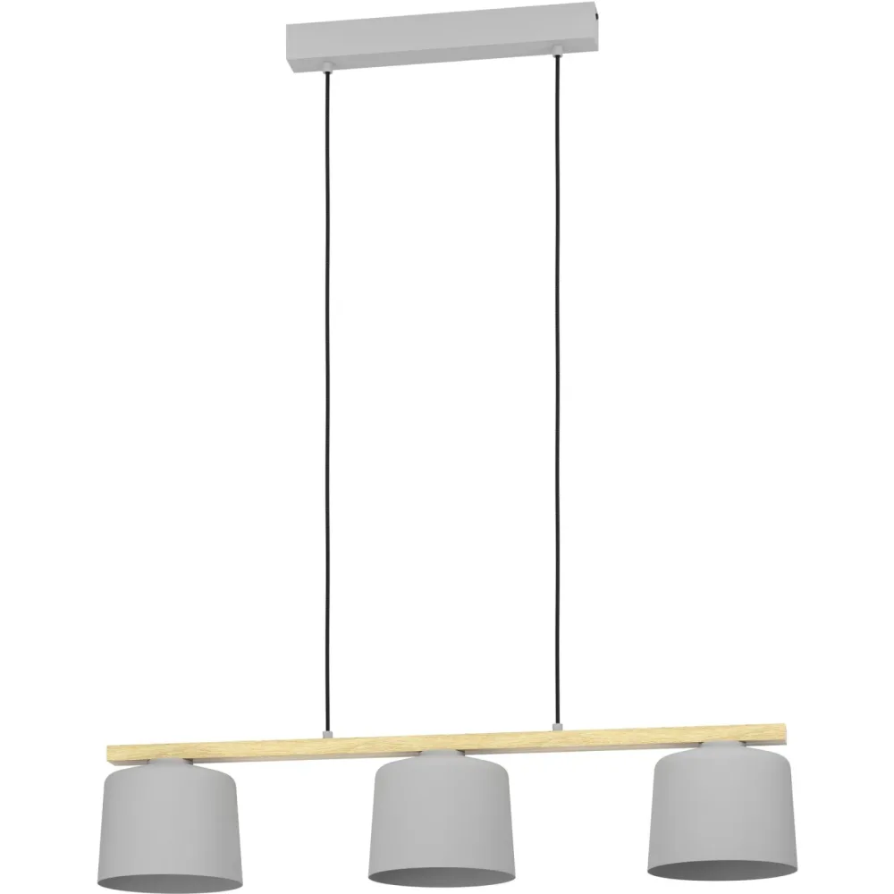 Eglo Pendellampe Mariel Grau Stahl/Holz 19 cm 110 cm - Farbe: hellgrau - Material: Holz/Stahl - Pendellampe