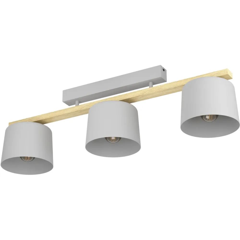 Eglo Deckenlampe Mariel Grau Stahl/Holz 19 cm 25.5 cm - Farbe: hellgrau - Material: Holz/Stahl - Deckenlampe