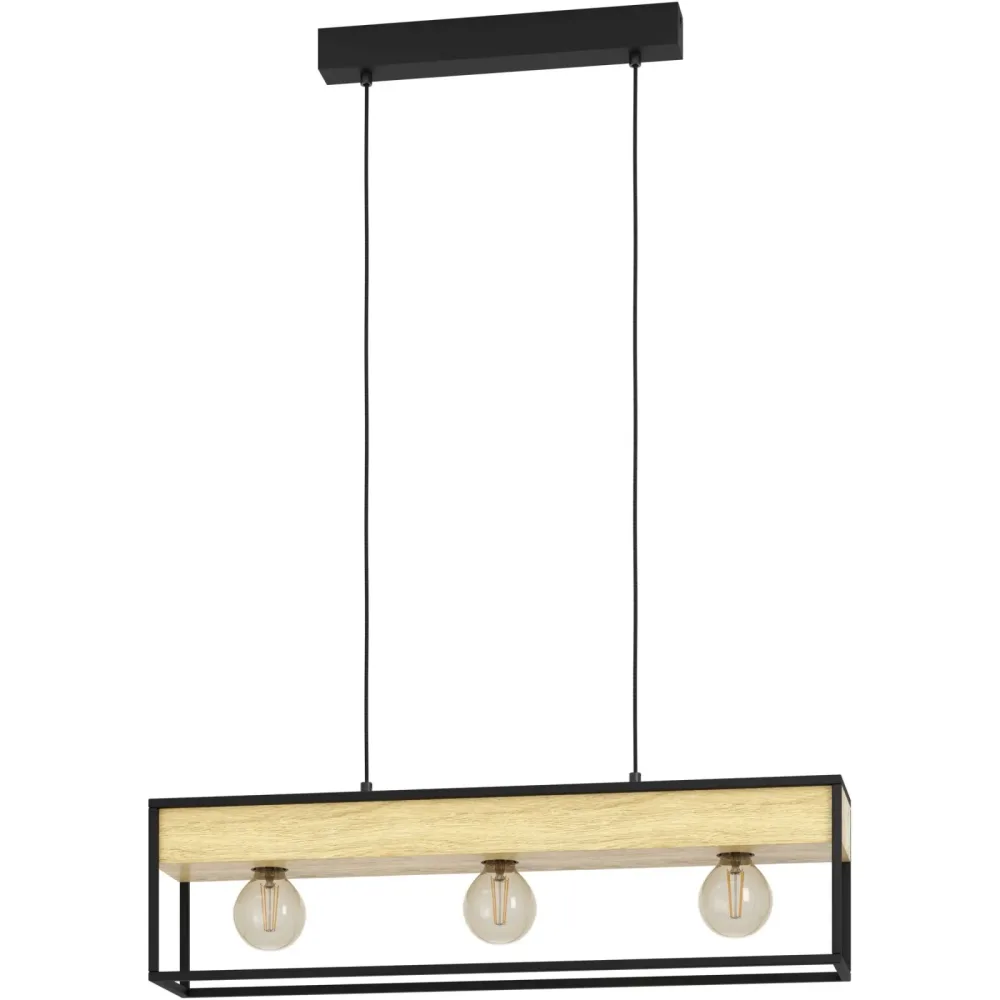 Eglo Pendellampe Libertad 1 Braun/Schwarz Stahl/Holz 14 cm 110 cm - Material: Holz/Stahl - Pendellampe