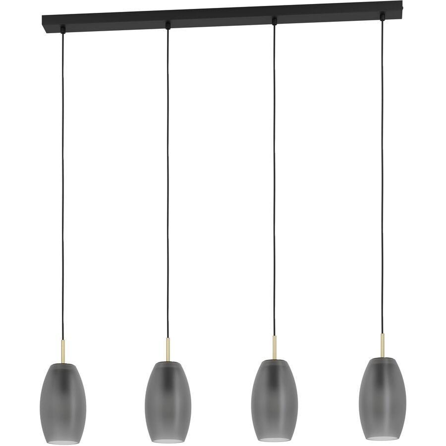 Eglo Pendellampe Batista Schwarz Stahl 12 cm 110 cm - Farbe: Schwarz/Messing - Pendellampe