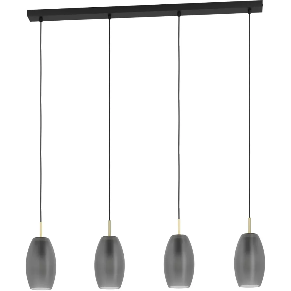 Eglo Pendellampe Batista Schwarz Stahl 12 cm 110 cm - Farbe: Schwarz/Messing - Pendellampe