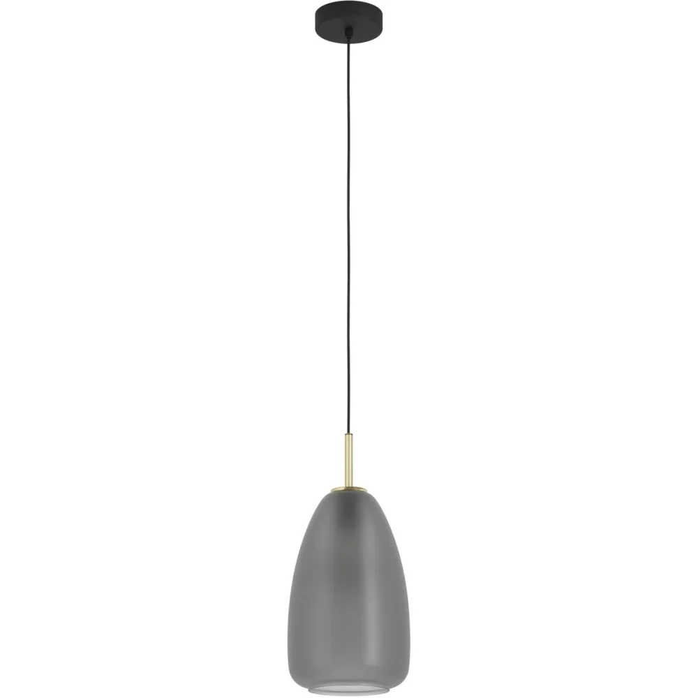 Eglo Pendellampe Alobrase Schwarz Stahl 20 cm 110 cm - Farbe: Schwarz/Messing - Pendellampe