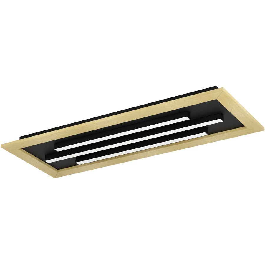 Eglo Deckenlampe Tirrenara Braun/Schwarz Stahl/Holz 30.5 cm 5.5 cm - LED - Lichtfarbe: Extra warmweiss - Kaltes Tagesweiss - Material: Holz/Stahl -