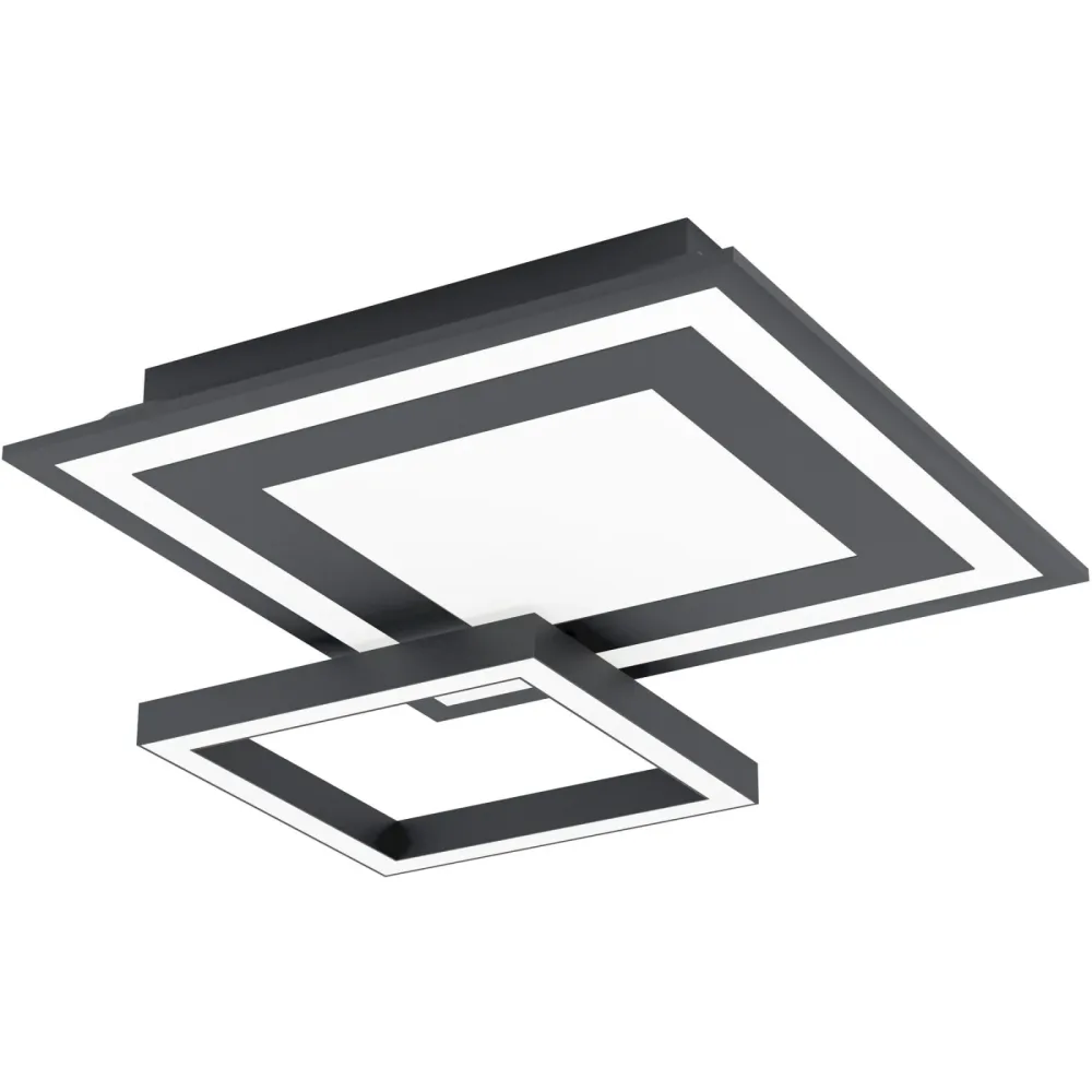 Eglo Deckenlampe Savatarila-Z Schwarz Stahl 45 cm 7 cm - LED - Lichtfarbe: Extra warmweiss - Kaltes Tagesweiss - Deckenlampe- LED Energiesparlampe