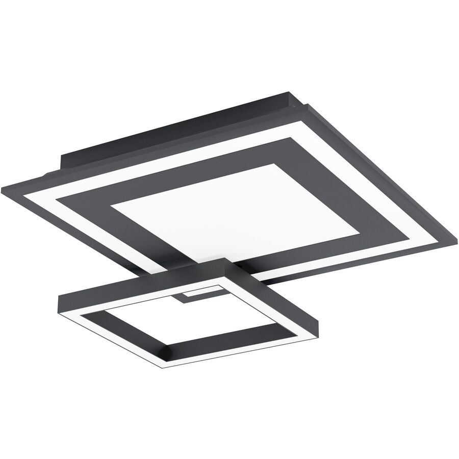 Eglo Deckenlampe Savatarila-Z Schwarz Stahl 45 cm 7 cm - LED - Lichtfarbe: Extra warmweiss - Kaltes Tagesweiss - Deckenlampe- LED Energiesparlampe