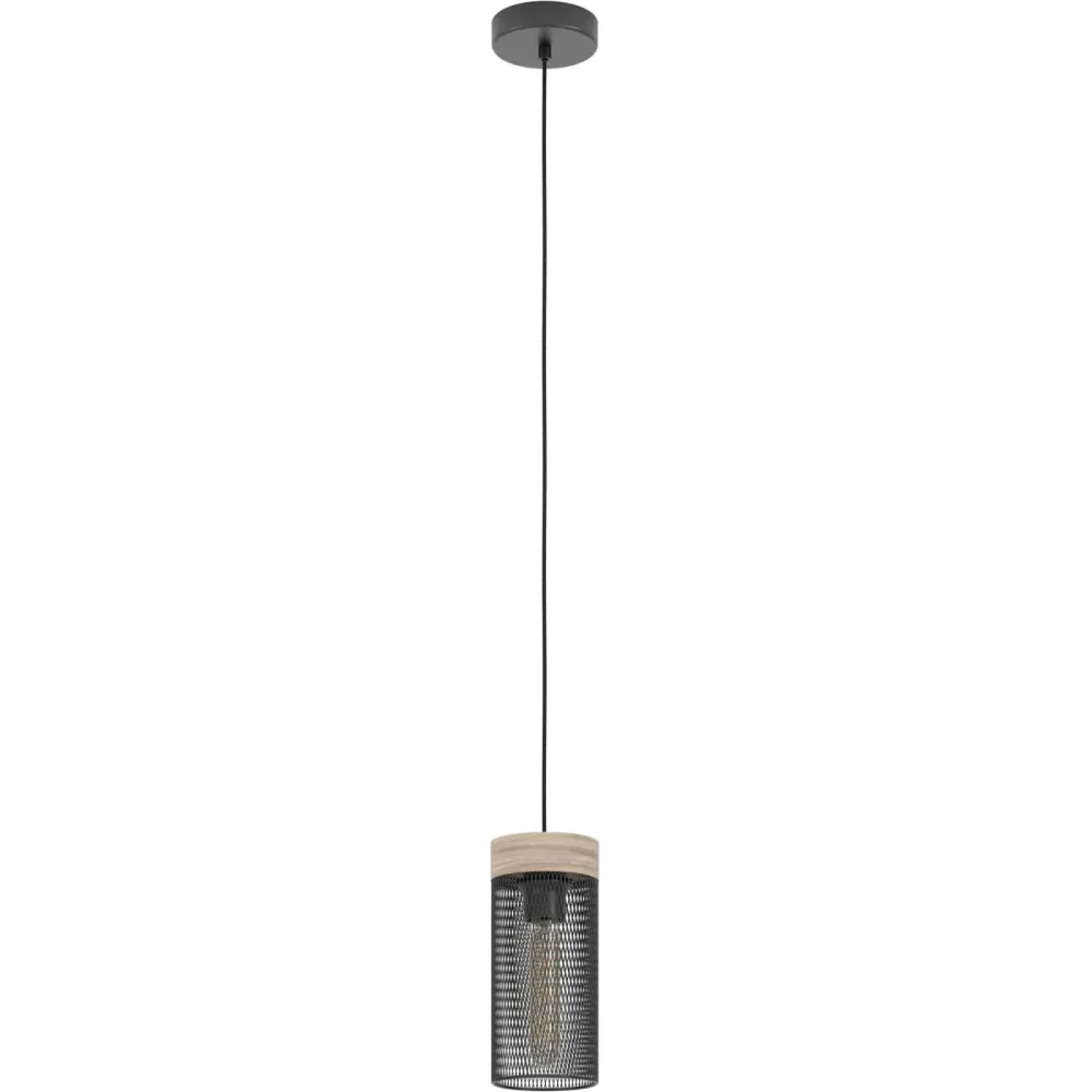 Eglo Pendellampe Kilnsdale Braun/Schwarz Stahl/Holz 11 cm 110 cm - Material: Holz/Stahl - Pendellampe