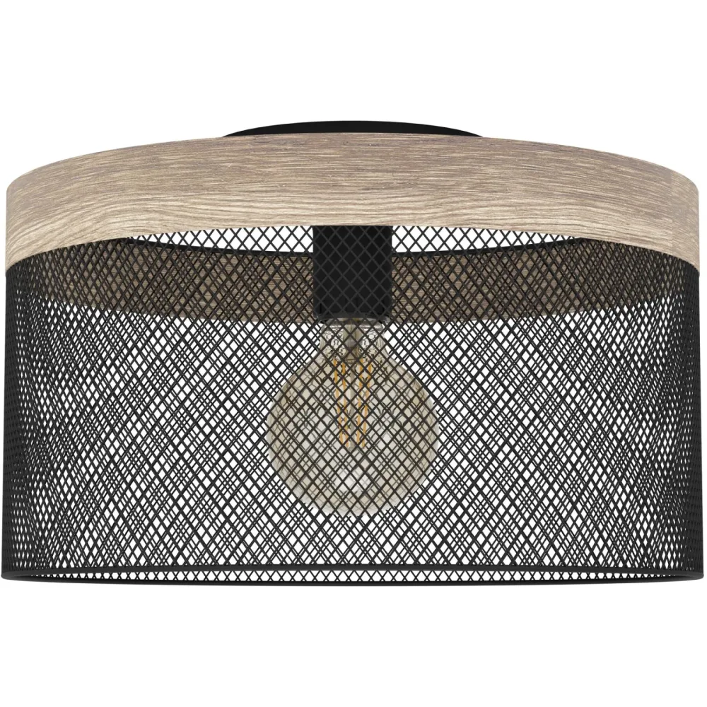 Eglo Deckenlampe Kilnsdale Braun/Schwarz Stahl/Holz 38 cm 24 cm - Material: Holz/Stahl - Deckenlampe
