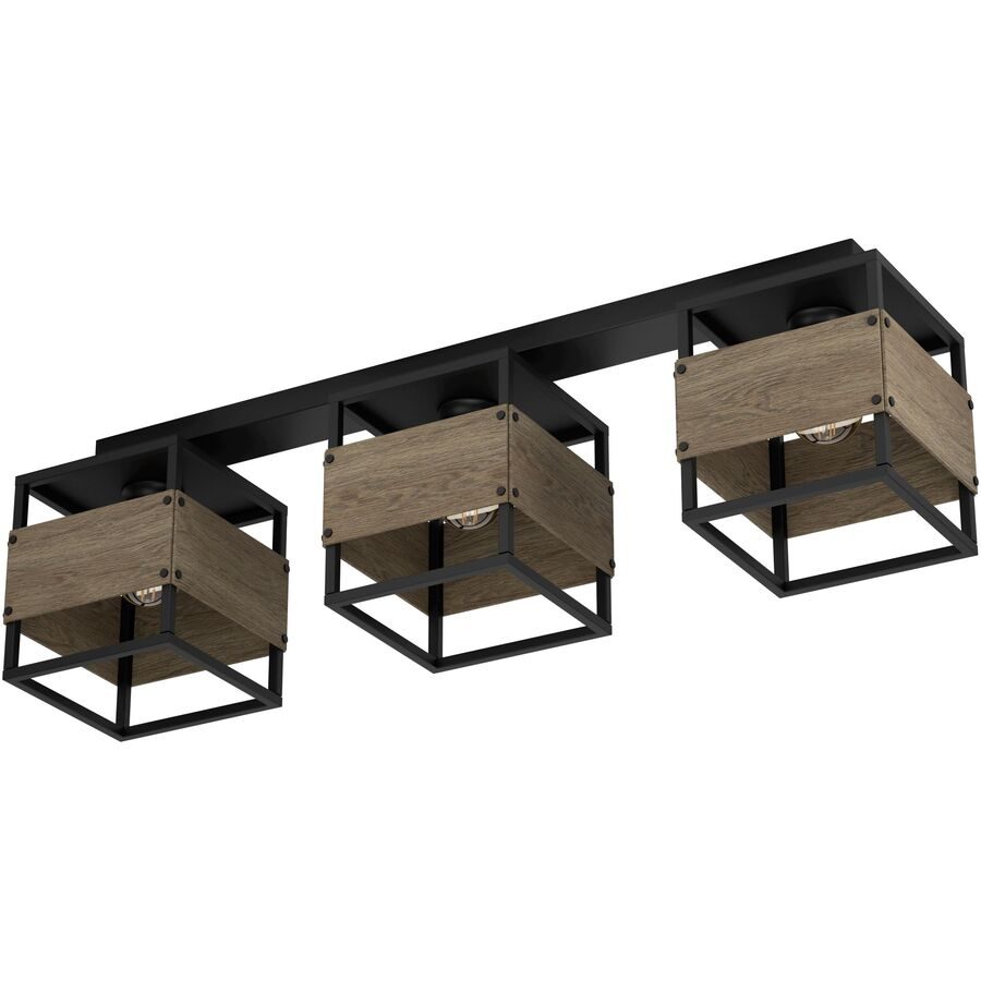 Eglo Deckenlampe Evesham Braun/Schwarz Stahl/Holz 19.5 cm 25 cm - Material: Holz/Stahl - Deckenlampe