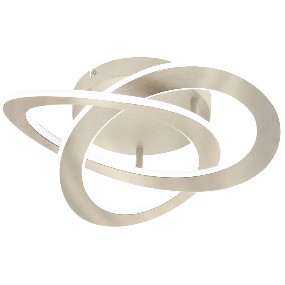 Eglo Deckenlampe Rolimare Grau Aluminium 40 cm 13 cm - Farbe: Nickel matt - LED - Lichtfarbe: Helles Neutralweiss - Deckenlampe- LED Energiesparlampe