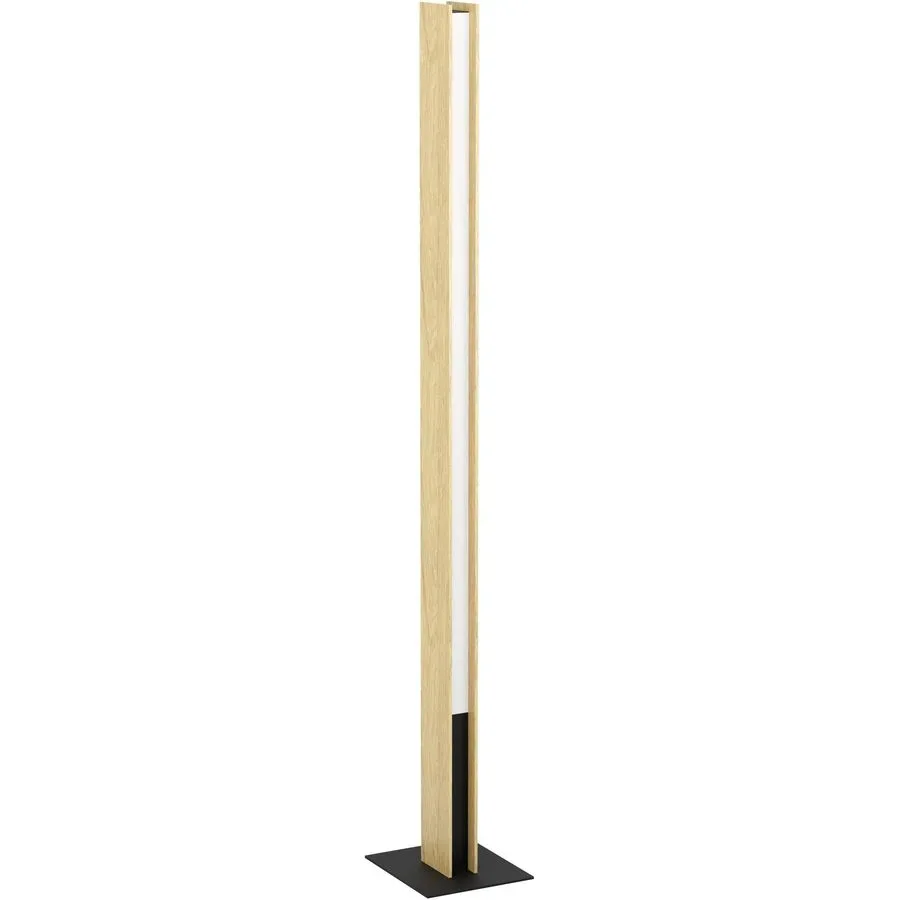 Eglo Stehlampe Anchorena-Z Braun/Schwarz Stahl/Holz 5.5 cm 150 cm - LED - Lichtfarbe: Extra warmweiss - Kaltes Tagesweiss - Material: Holz/Stahl -