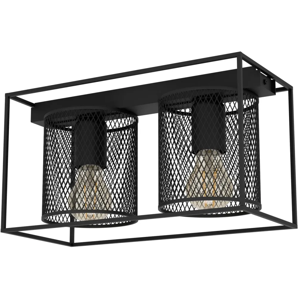 Eglo Deckenlampe Catterick Schwarz Stahl 16.5 cm 19 cm - Deckenlampe