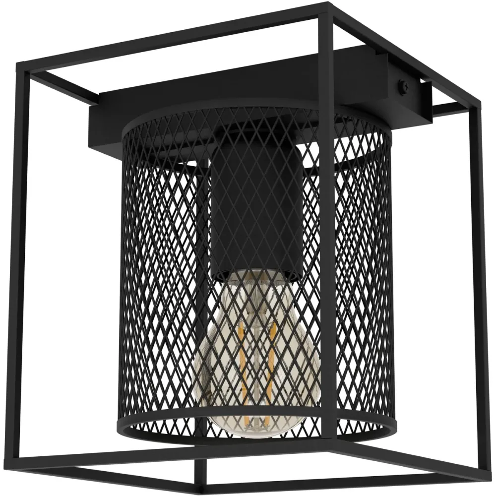 Eglo Deckenlampe Catterick Schwarz Stahl 16.5 cm 19 cm - Deckenlampe