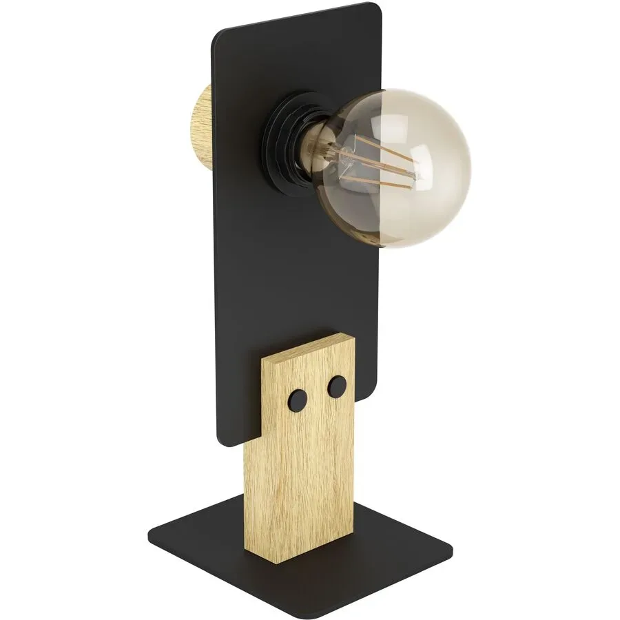 Eglo Tischlampe Bramerton Braun/Schwarz Stahl/Holz 14 cm 31 cm - Material: Holz/Stahl - Tischlampe