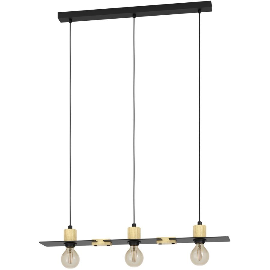 Eglo Pendellampe Bramerton Braun/Schwarz Stahl/Holz 12 cm 110 cm - Material: Holz/Stahl - Pendellampe