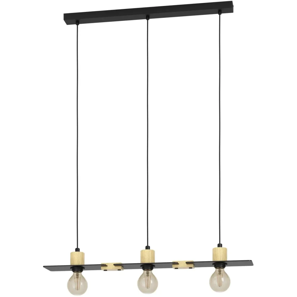 Eglo Pendellampe Bramerton Braun/Schwarz Stahl/Holz 12 cm 110 cm - Material: Holz/Stahl - Pendellampe