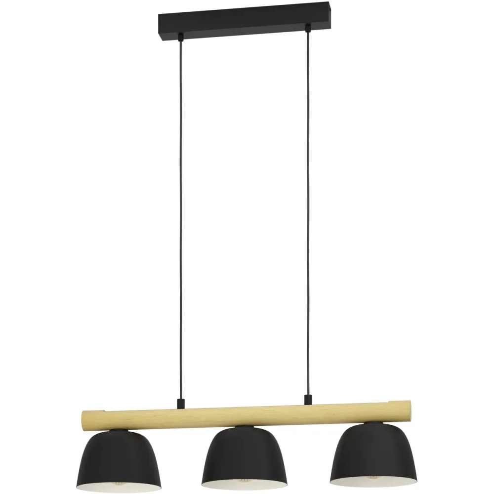 Eglo Pendellampe Sherburn Braun/Schwarz Stahl/Holz 20 cm 110 cm - Material: Holz/Stahl - Pendellampe