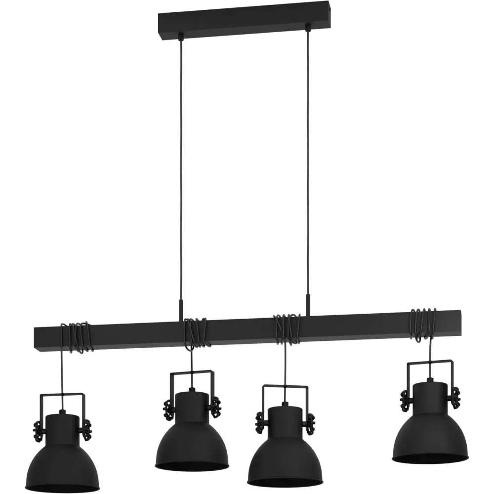 Eglo Pendellampe Shirebrook Schwarz Stahl/Holz 25 cm 110 cm - Material: Holz/Stahl - Pendellampe