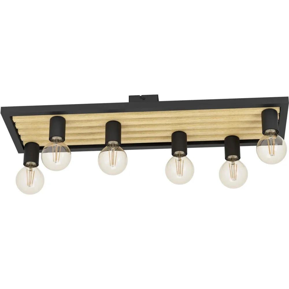Eglo Deckenlampe Consett Braun/Schwarz Stahl/Holz 25 cm 11.5 cm - Material: Holz/Stahl - Deckenlampe