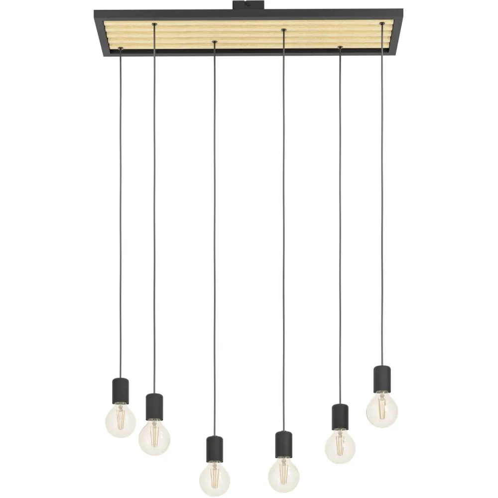 Eglo Pendellampe Consett Braun/Schwarz Stahl/Holz 25 cm 110 cm - Material: Holz/Stahl - Pendellampe