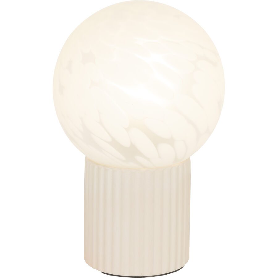 Tischlampe Alva Beige/Weiss Keramik/Glas 15 cm 23 cm - Farbe: Beige, Weiss - Material: Keramik, Glas - Tischlampe