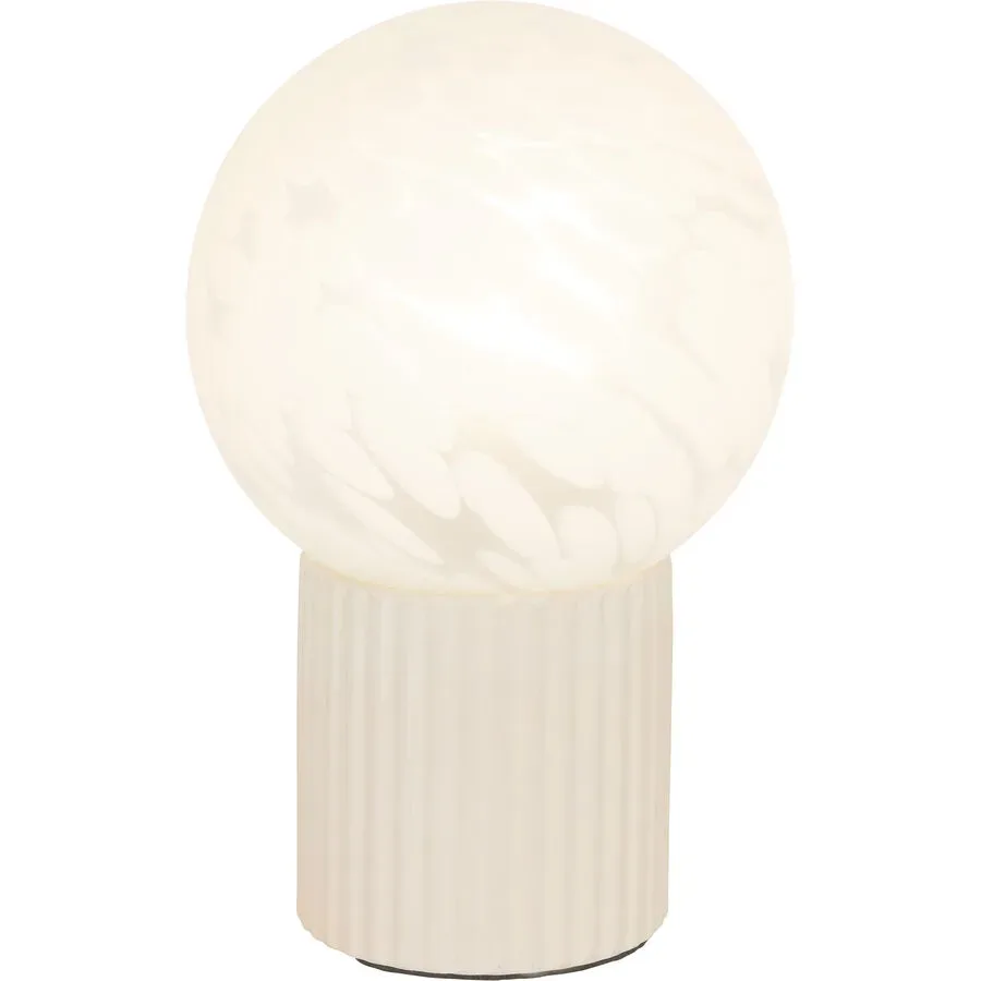 Tischlampe Alva Beige/Weiss Keramik/Glas 15 cm 23 cm - Farbe: Beige, Weiss - Material: Keramik, Glas - Tischlampe