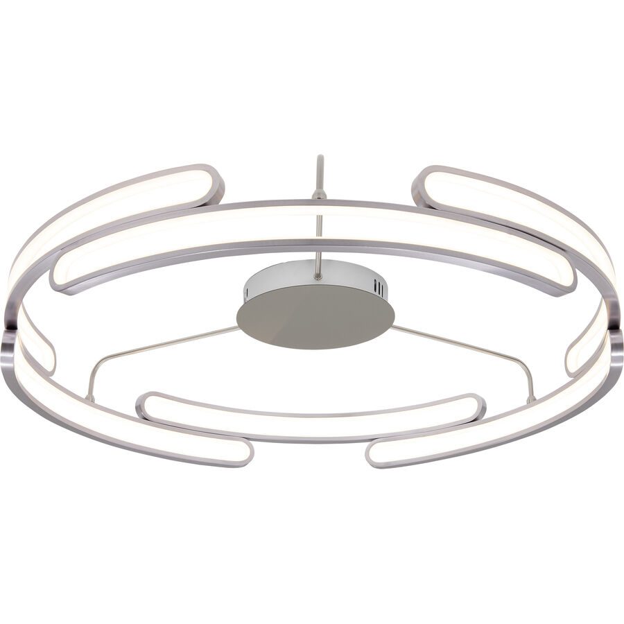 Deckenlampe Juba Grau Metall/Kunststoff 80 cm 15 cm - Farbe: Nickel matt - LED - Lichtfarbe: Extra warmweiss - Helles Neutralweiss - Deckenlampe- LED