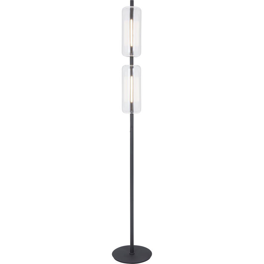 Stehlampe Lima Schwarz Glas/Metall 25 cm 160 cm - LED - Lichtfarbe: Extra warmweiss - Material: Metall/Glas - Stehlampe- LED Energiesparlampe