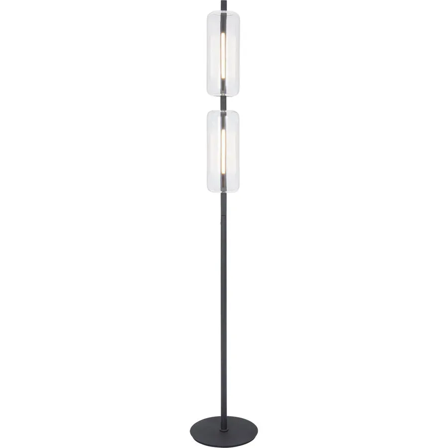 Stehlampe Lima Schwarz Glas/Metall 25 cm 160 cm - LED - Lichtfarbe: Extra warmweiss - Material: Metall/Glas - Stehlampe- LED Energiesparlampe