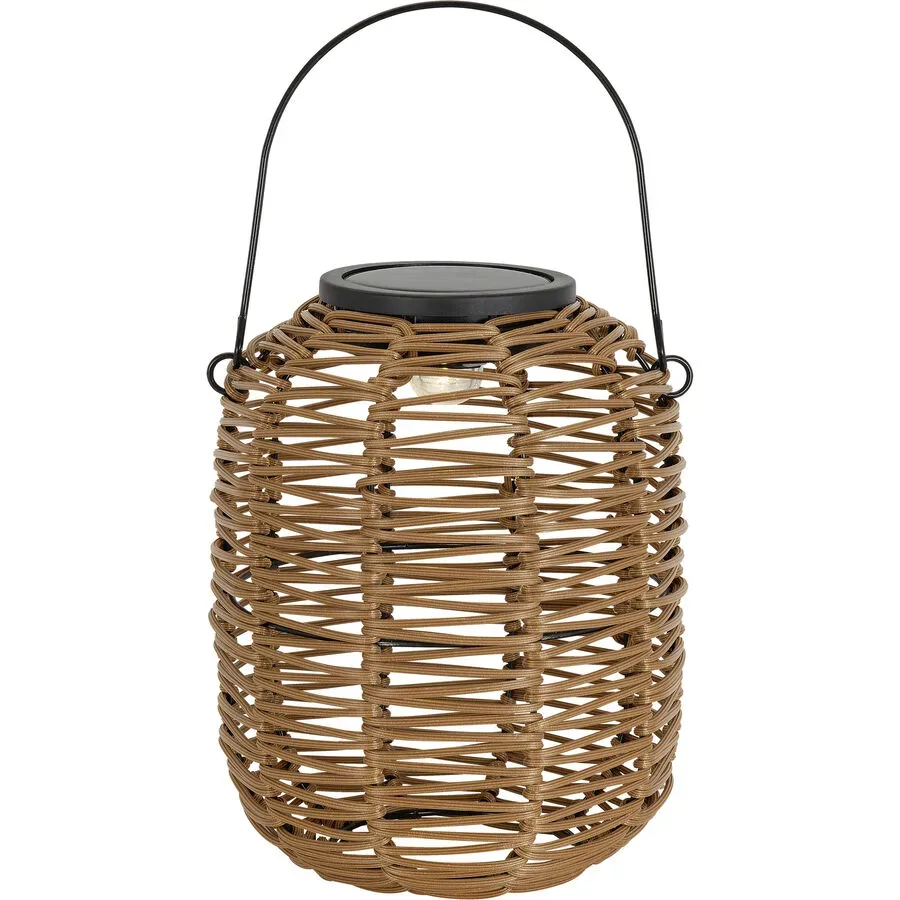 Solarlampe Janno Braun Kunststoff 16 cm 19.5 cm - LED - Lichtfarbe: Warmweiss - Material: Kunstrattan - Solarlampe- LED Energiesparlampe