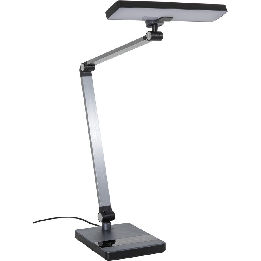 Bürolampe Aldon Schwarz/Silber Aluminium 18.7 cm 43.9 cm - LED - Lichtfarbe: Extra warmweiss - Helles Neutralweiss - Bürolampe- LED Energiesparlampe