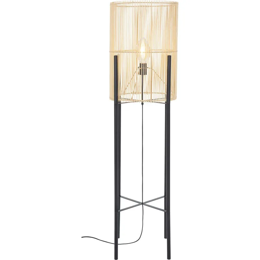Stehlampe Brazos Schwarz/Braun Bambus 30 cm 150 cm - Farbe: schwarz, natur - Stehlampe