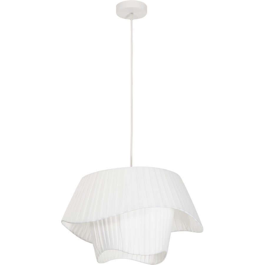 Pendellampe Esla Weiss Metall/Stoff 40 cm 150 cm - Farbe: weiss matt - Material: Metall/ Stoff - Pendellampe